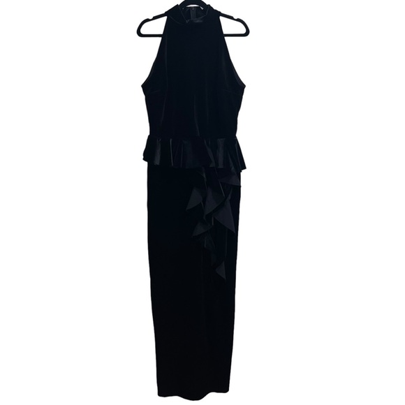 NEW NWT Chiara Boni La Petite Robe Ablah Sleeveless Velvet Peplum Gown Black - Picture 6 of 15